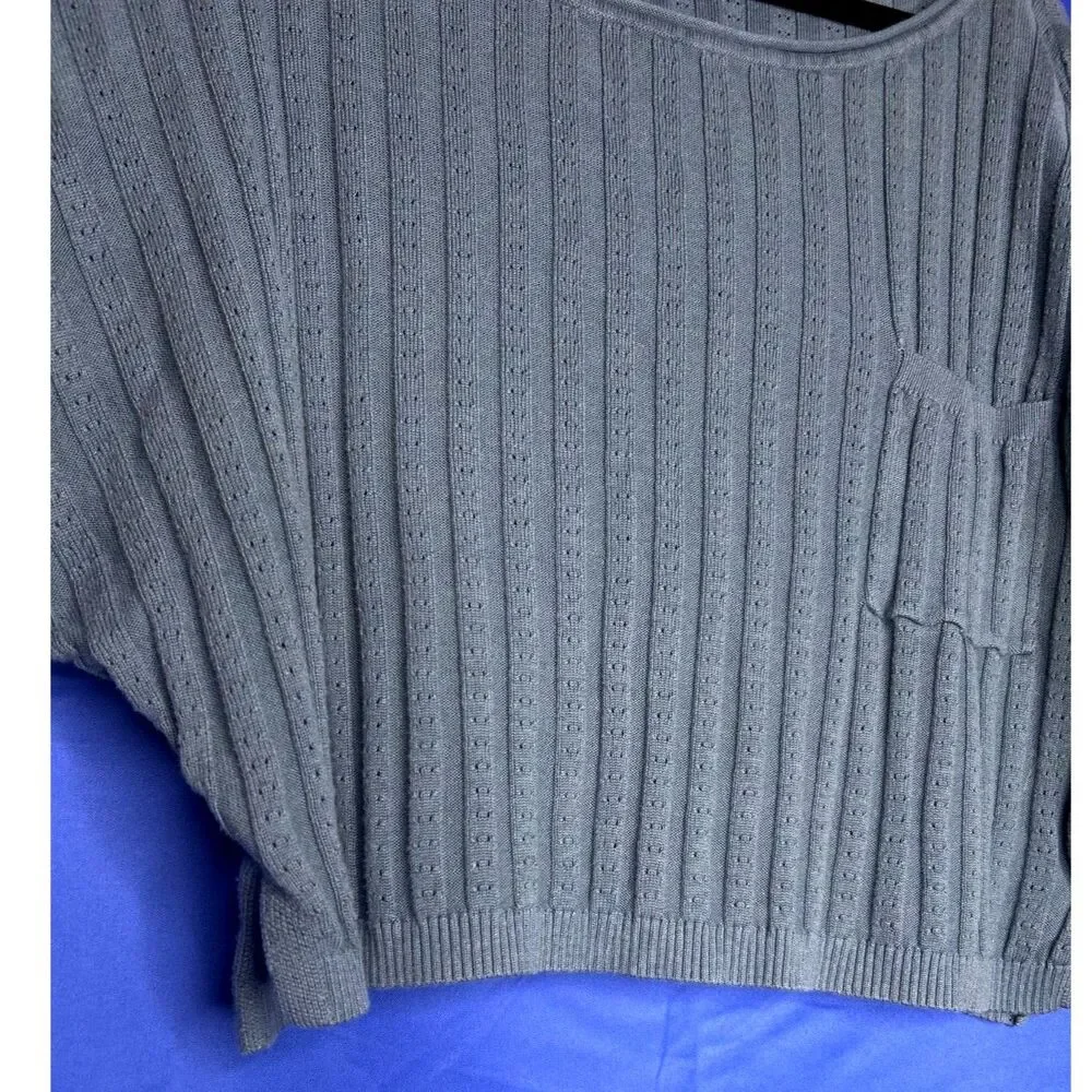 Natural Life Womens Teal Patti Layering Sweater XL Cropped Boho Ribbed Knit Soft